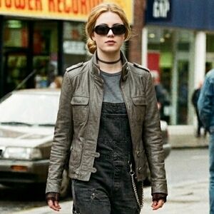 Danier XS Vintage 90s Contemporary Edgy Military Moto Grey Soft Leather Jacket